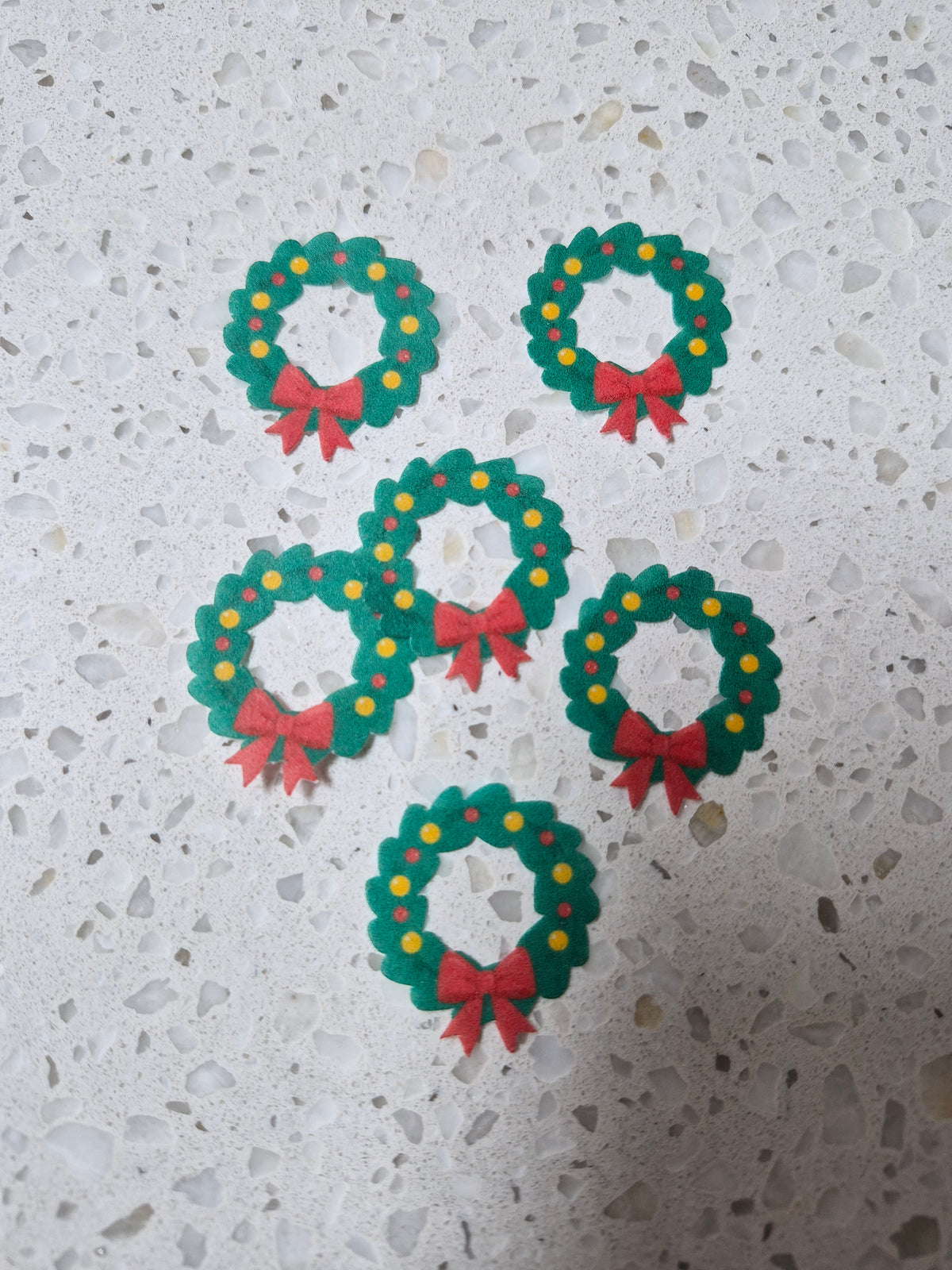 Christmas Wreath 03 Length 3cm Edible Wafer Paper Cutouts - Set of 6