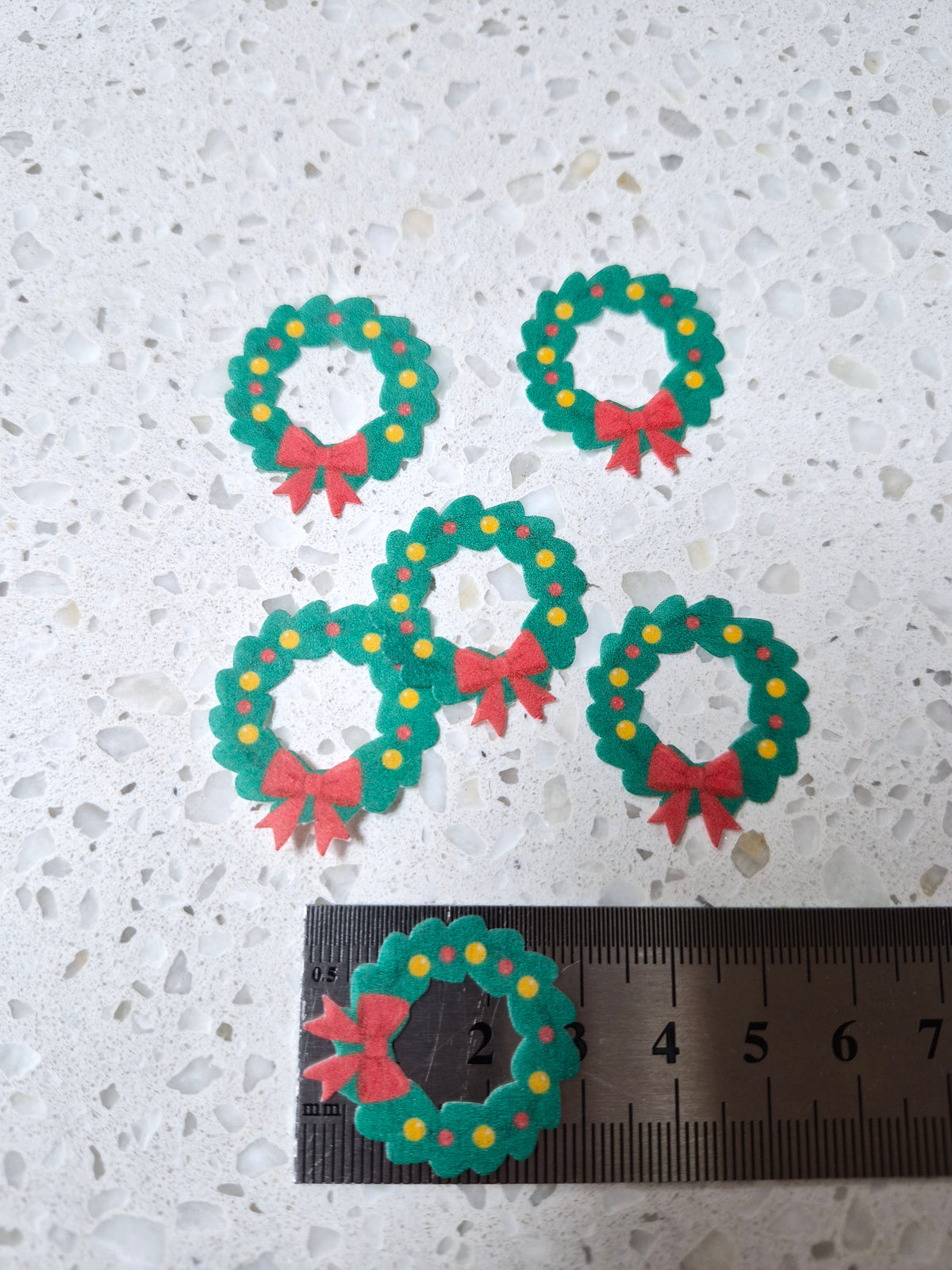 Christmas Wreath 03 Length 3cm Edible Wafer Paper Cutouts - Set of 6