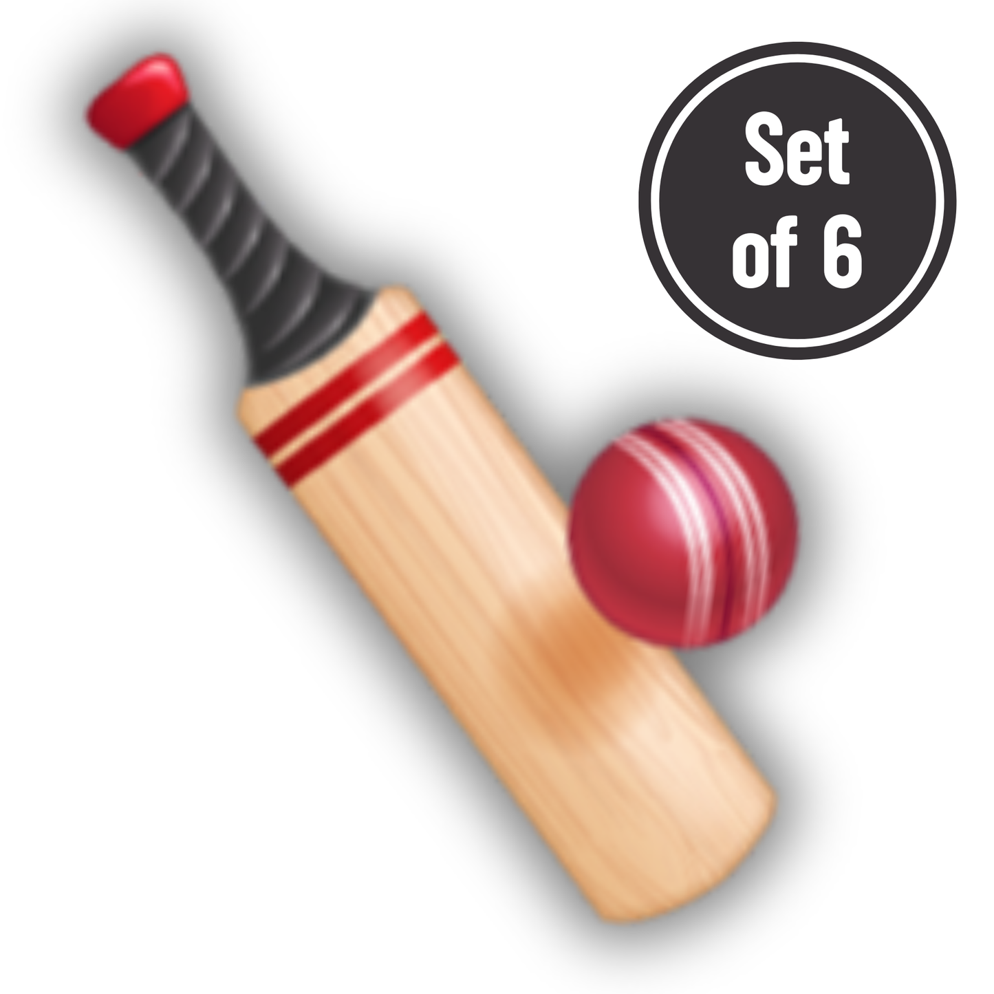 Cricket Bat & Ball Length 4.5cm Wafer Paper Cutouts - Set of 6