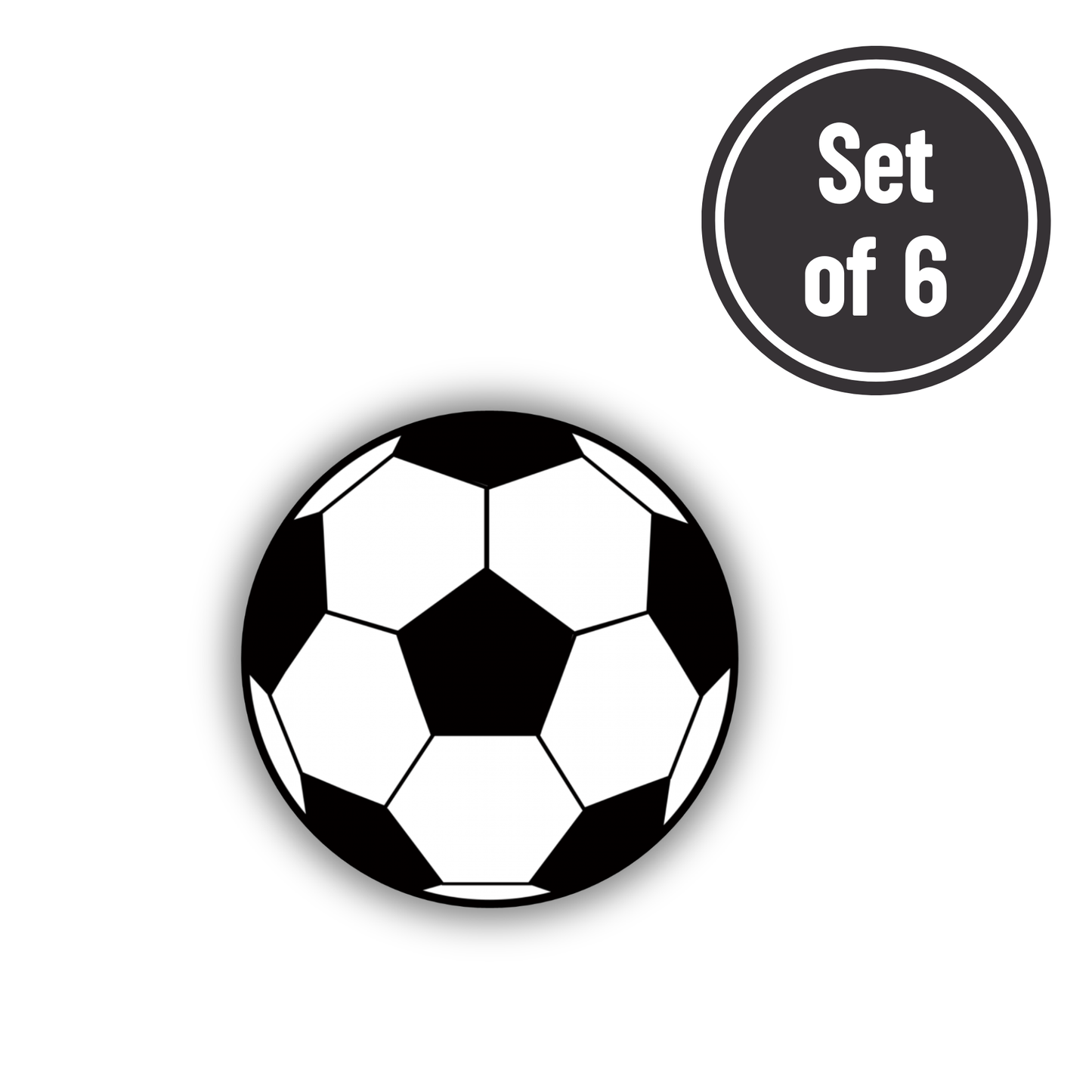 Soccer Ball Length 2cm Wafer Paper Cutouts - Set of 6