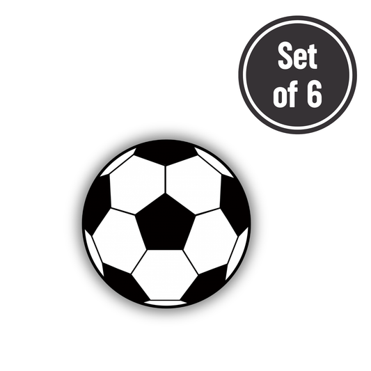Soccer Ball Length 2cm Edible Wafer Paper Cutouts - Set of 6