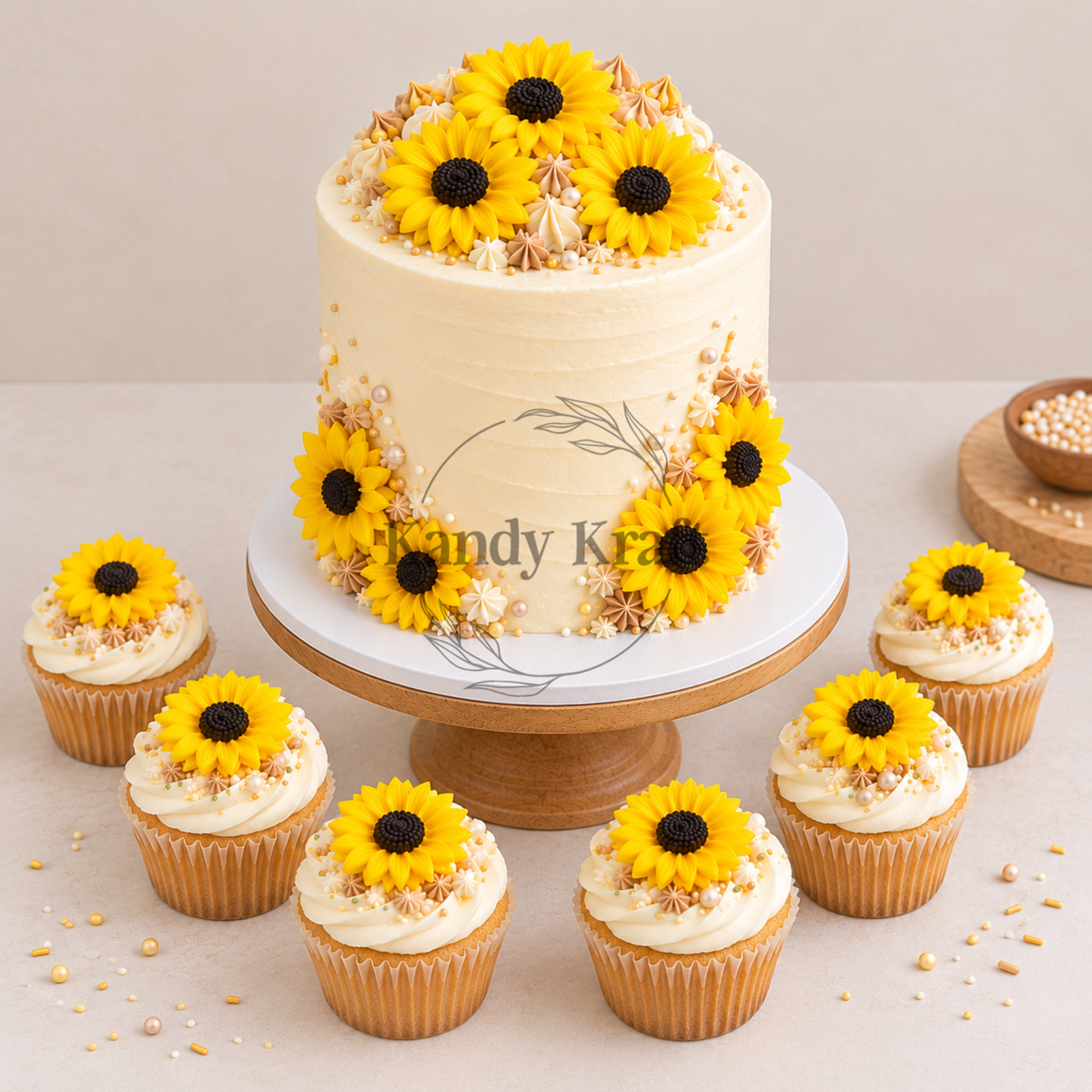 Sunflowers Yellow 4pcs Edible Cake Decorations