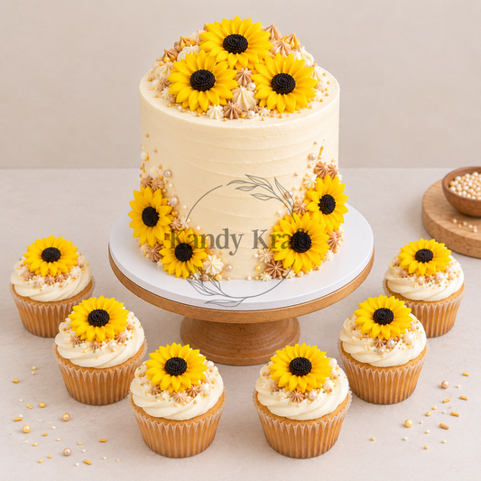 Sunflowers Yellow 4pcs Edible Cake Decorations