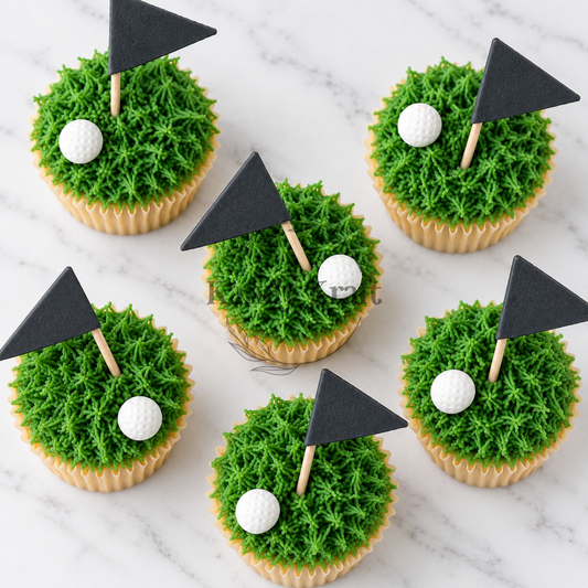 Golf Flag & Ball 12pcs Edible Cake Decorations