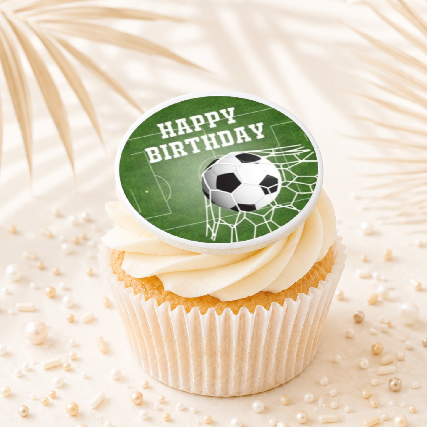 Soccer Happy Birthday Cupcake Topper Edible Cake Decorations