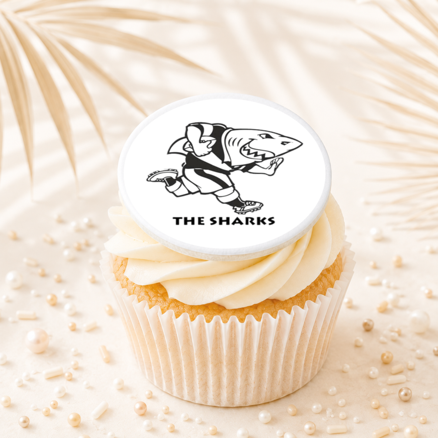Rugby Sharks Cupcake Topper Edible Cake Decorations