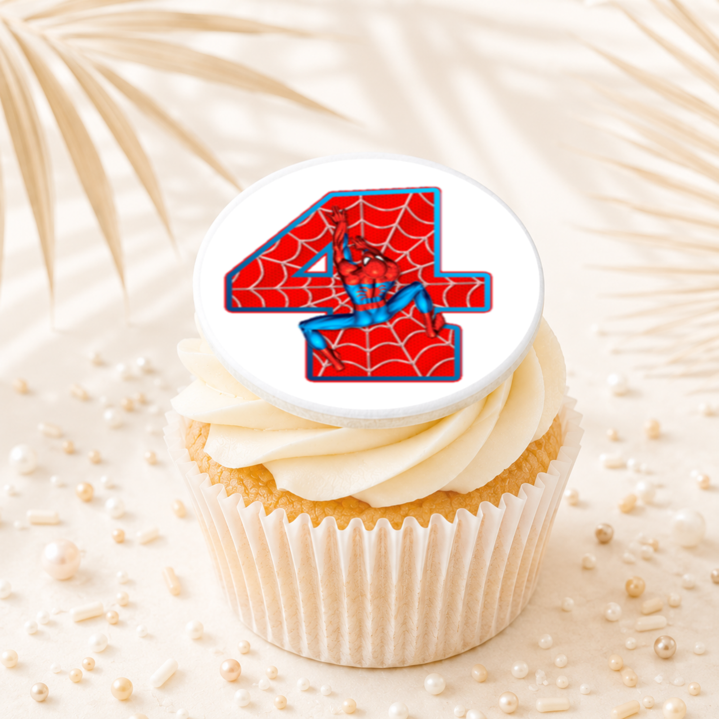 Spider man No 4 Cupcake Topper Edible Cake Decorations
