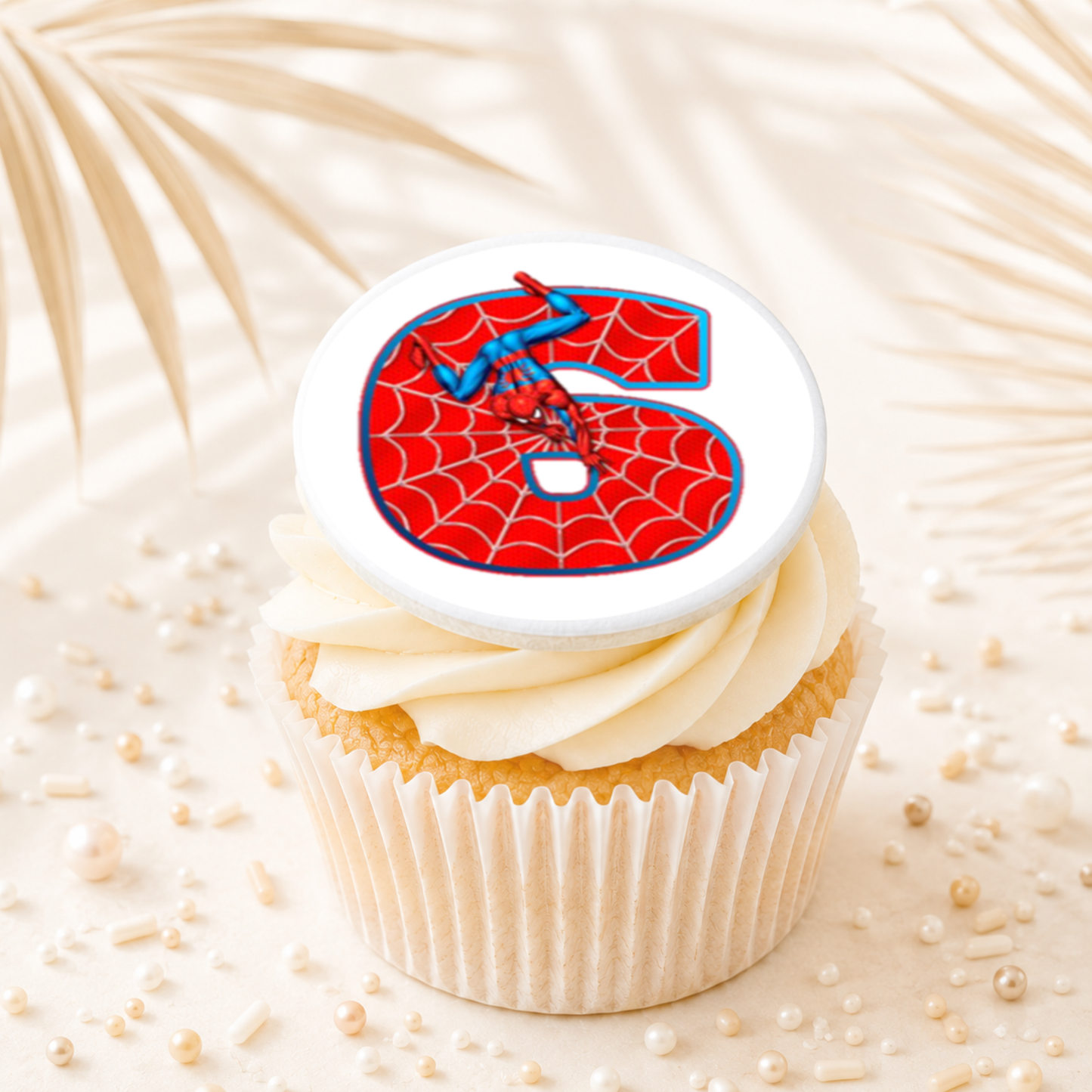 Spider man No 6 Cupcake Topper Edible Cake Decorations