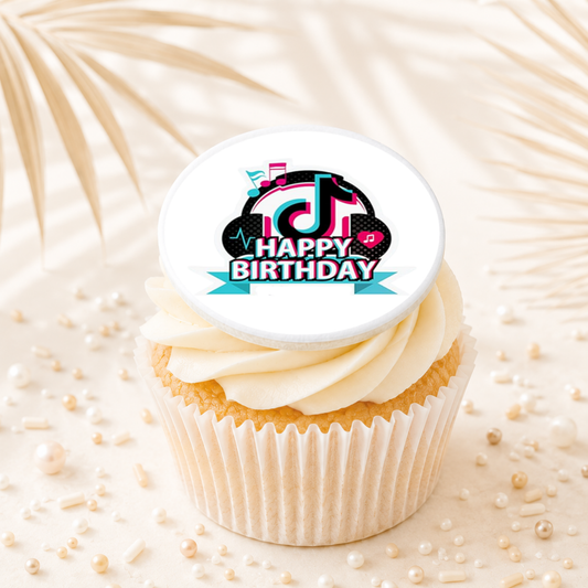 Tik Tok 02 Cupcake Topper Edible Cake Decorations