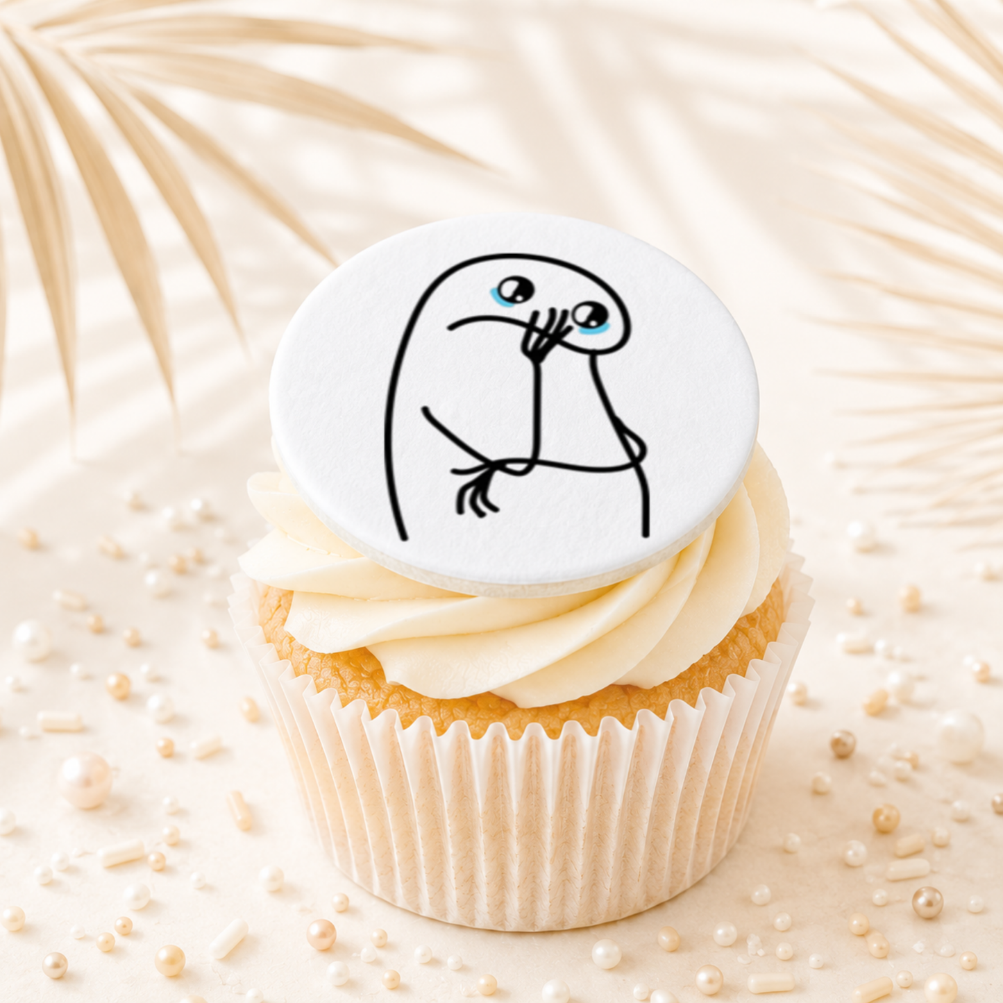 Flork Meme Worried Cupcake Topper Edible Cake Decorations
