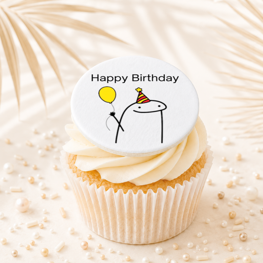 Flork Meme Happy Birthday Balloon Cupcake Topper Edible Cake Decorations
