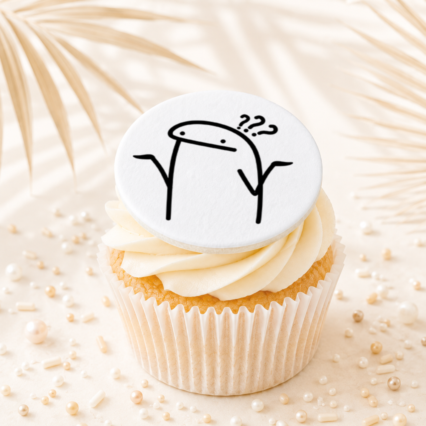 Flork Meme Question Confused Cupcake Topper Edible Cake Decorations