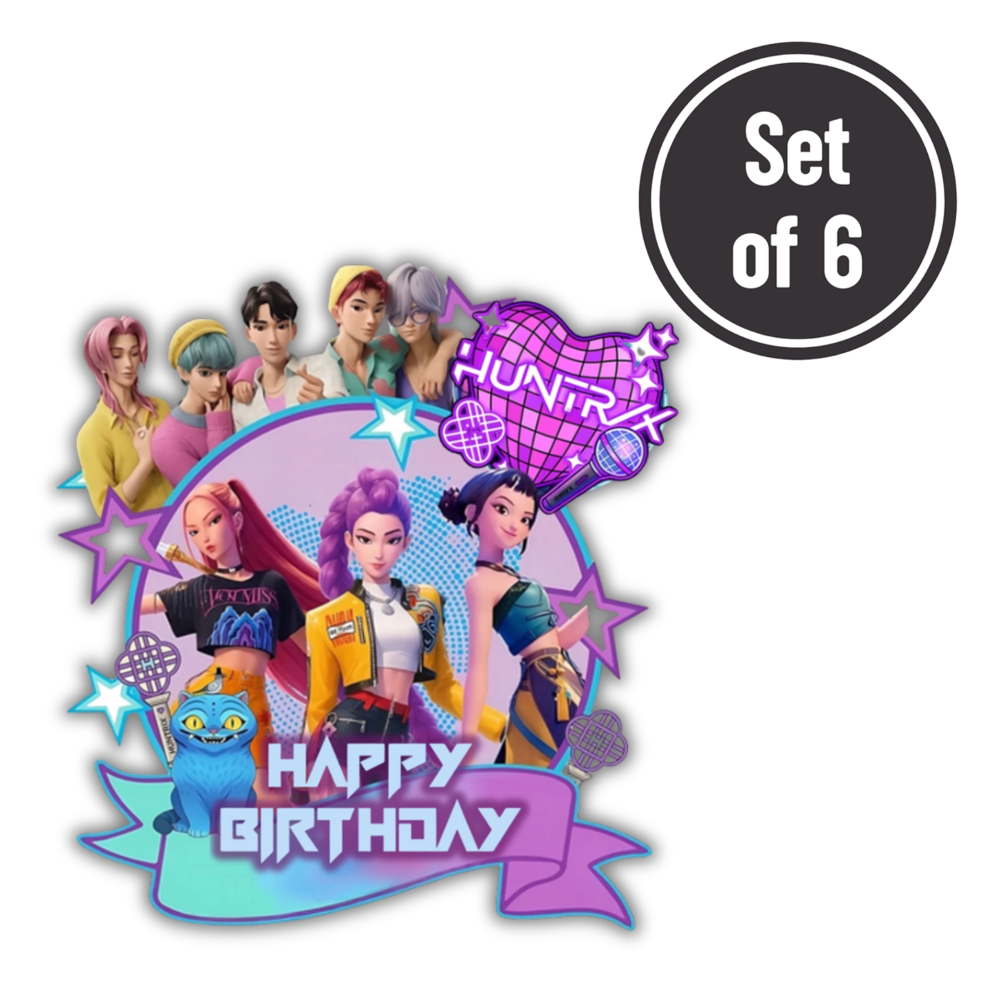 K Pop 03 Length 3.4cm Edible Wafer Paper Cutouts - Set of 6
