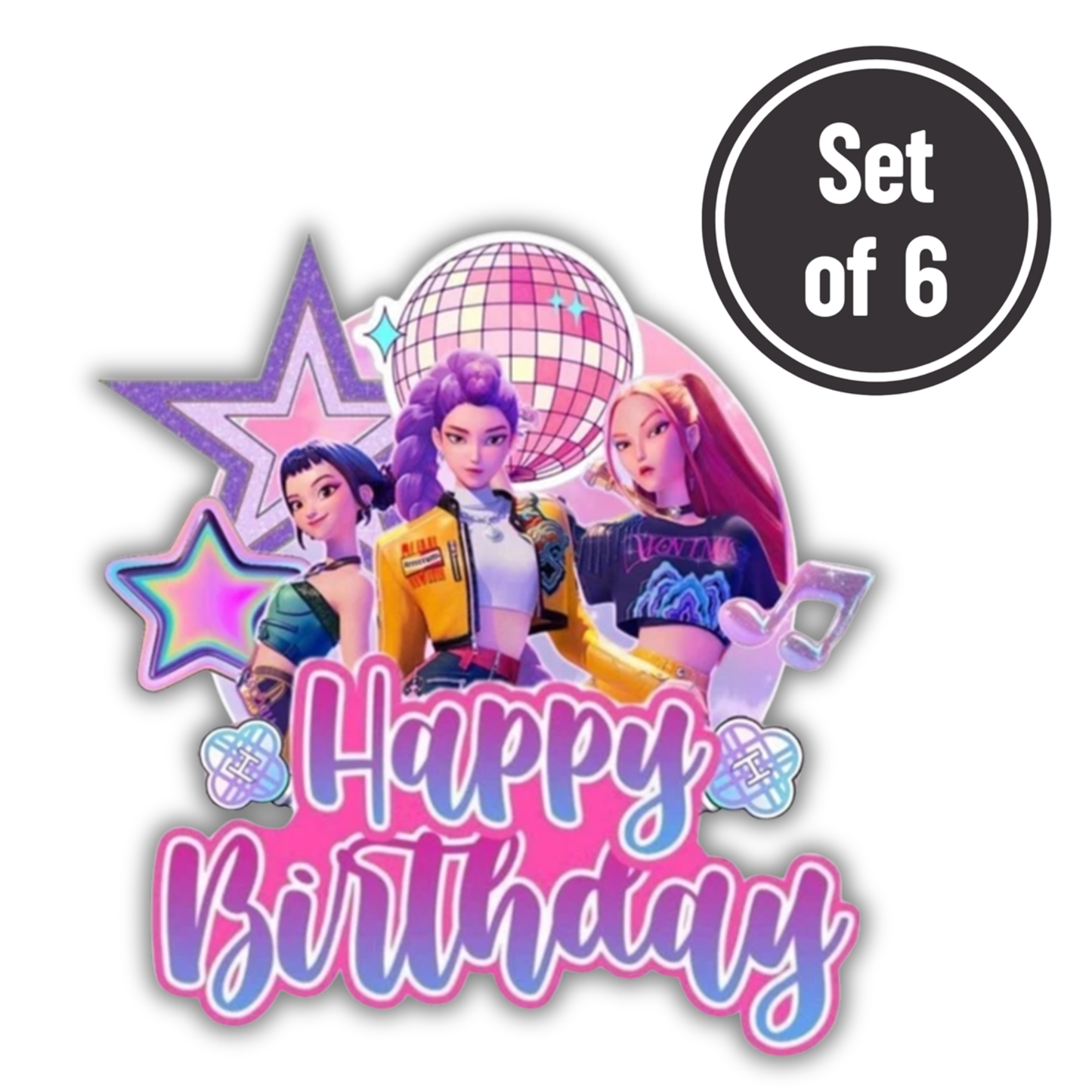 K Pop 04 Length 3.4cm Edible Wafer Paper Cutouts - Set of 6