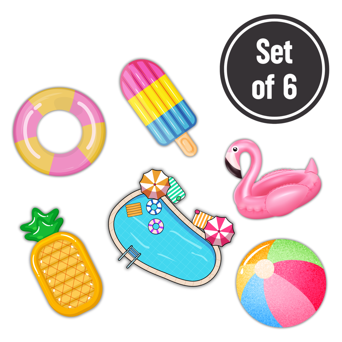 Pool Party 01 Edible Wafer Paper Cutouts - Set of 6