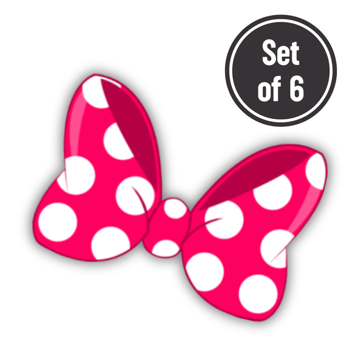 Minnie Bows Pink 01 Length 3cm Edible Wafer Paper Cutouts - Set of 6