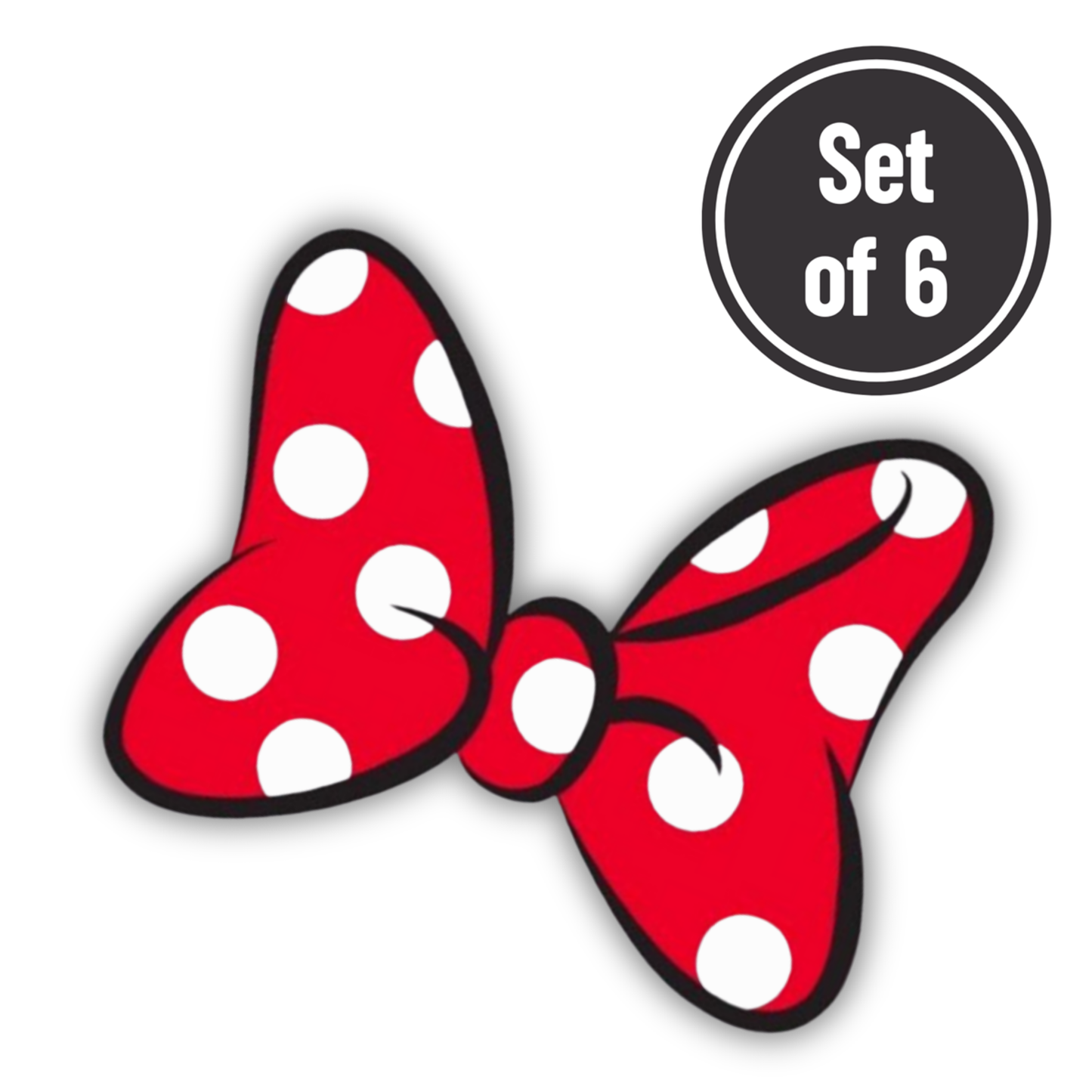 Minnie Bows Red 02 Length 3cm Edible Wafer Paper Cutouts - Set of 6