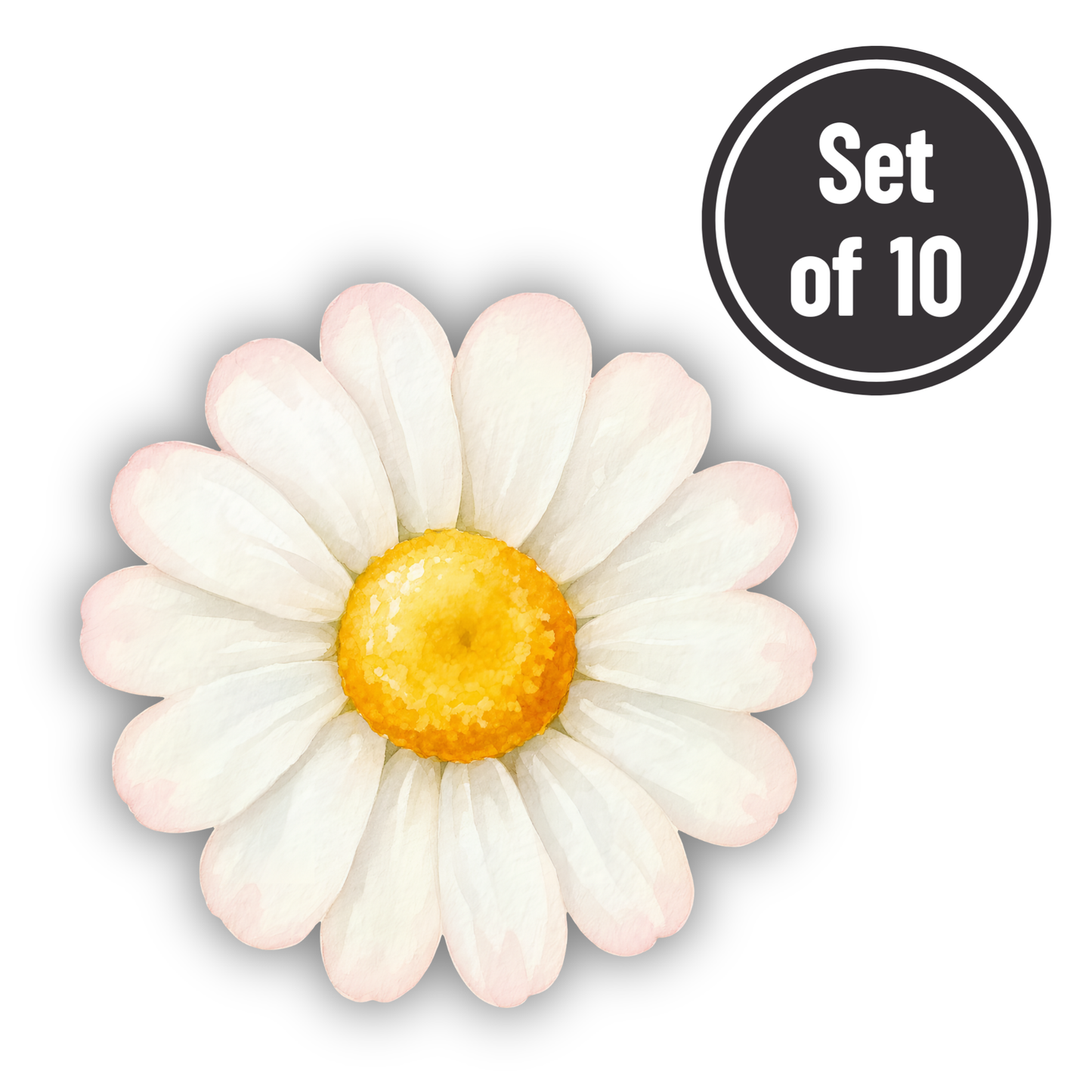 Daisy White 01 Length 1.5cm Edible Wafer Paper Cutouts - Set of 10