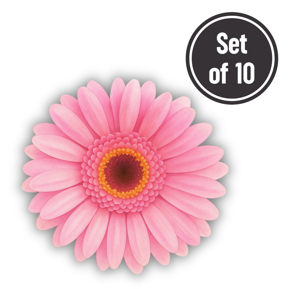 Daisy Pink 01 Length 1.5cm Edible Wafer Paper Cutouts - Set of 10