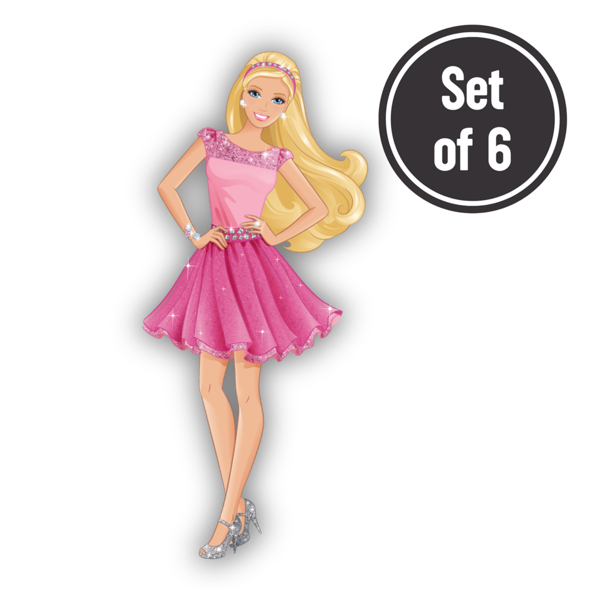 Barbie 03 Length 4cm Edible Wafer Paper Cutouts - Set of 6