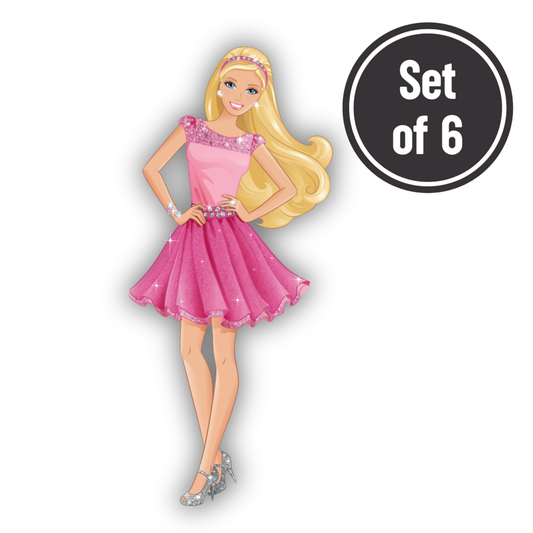 Barbie 03 Length 4cm Edible Wafer Paper Cutouts - Set of 6