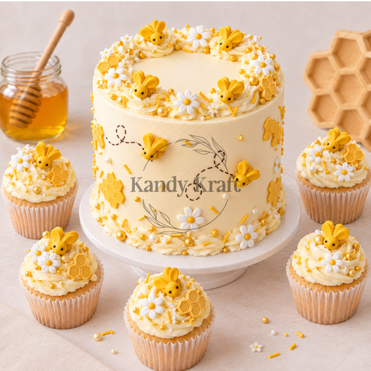 Bees 02 8pcs Edible Cake Decorations