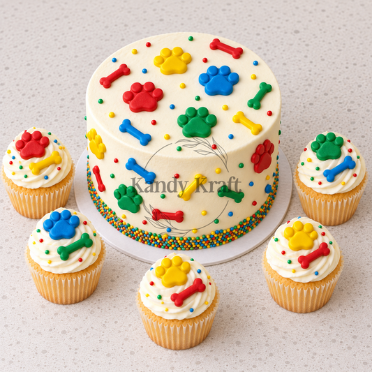 Animal Paws Colourful 4pcs Edible Cake Decorations