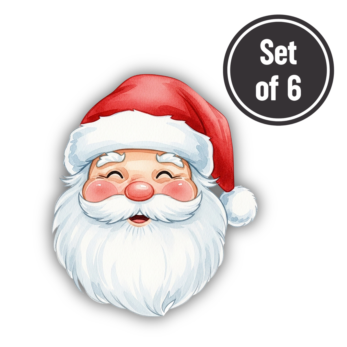 Santa's Head 02 Length 3cm Edible Wafer Paper Cutouts - Set of 6