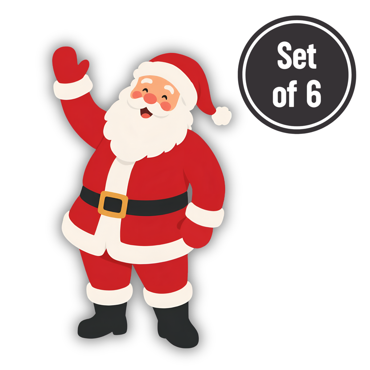 Santa's Full Body 02 Length 3.5cm Edible Wafer Paper Cutouts - Set of 6