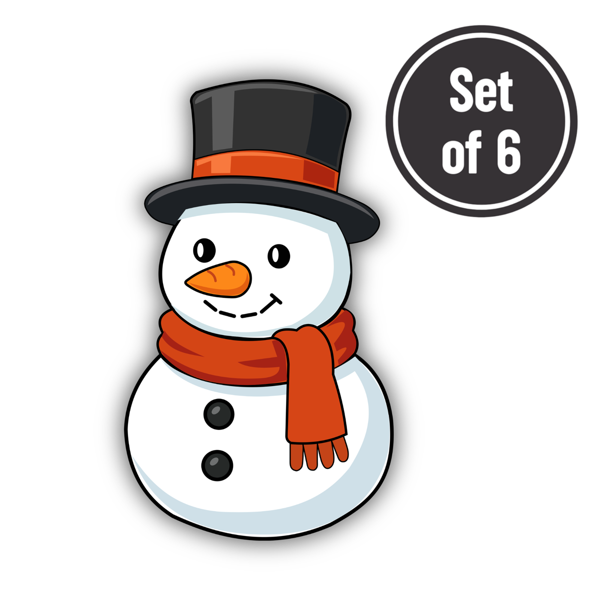 Snowman 01 Length 3.5cm Edible Wafer Paper Cutouts - Set of 6