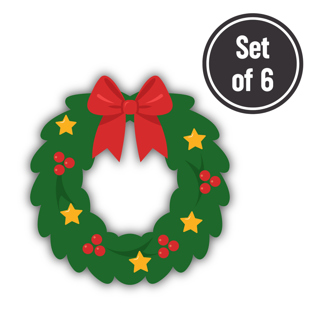 Christmas Wreath 01 Length 2.7cm Edible Wafer Paper Cutouts - Set of 6