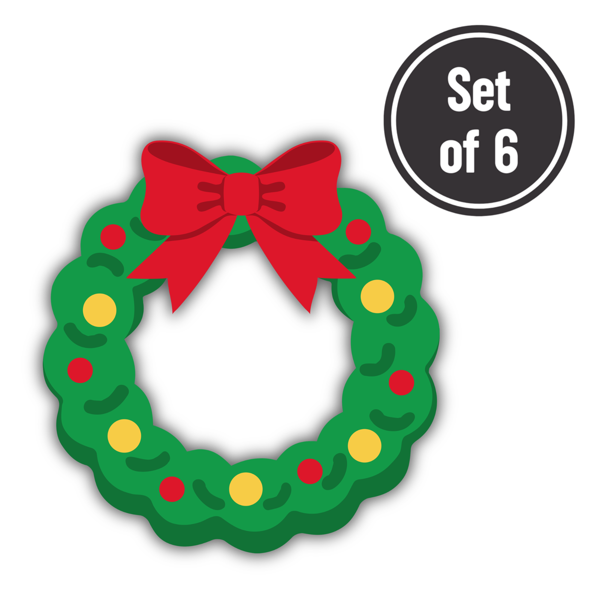 Christmas Wreath 02 Length 2.7cm Edible Wafer Paper Cutouts - Set of 6