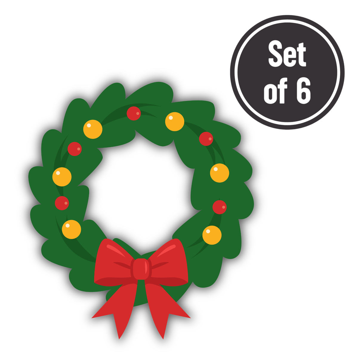 Christmas Wreath 03 Length 3cm Edible Wafer Paper Cutouts - Set of 6
